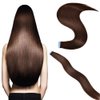 GEELOOK Tape in Hair Extensions Human Hair 14 inch Skin Weft Tape in Straight Thick Natural Hair Extensions with 12 Pieces Replacement Tape 20pcs 50g Darkest Brown #2