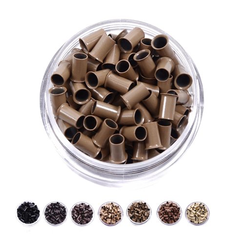 Cooper Micro Link Beads for I-Tip Human Hair Extensions with Copper Tubes Beads Non-Silicone Lock...