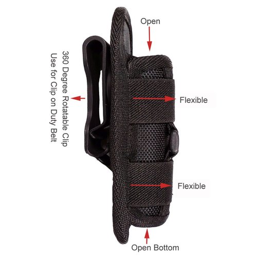 MinChen Tactical Flashlight Holster, 18650 Flashlight Pouch, Stretchy Nylon Pouch Handheld LED Flashlight Holster for Duty Belt Carry Case Holder with 360 Degree Rotatable clip