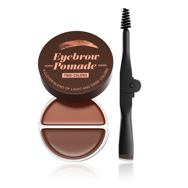 Dual Color Eyebrow Pomade with Styling Gel,Long Lasting Waterproof Eyebrow Kit Makeup,Create Natural Brow Makeup (Light Brown + Dark Brown)