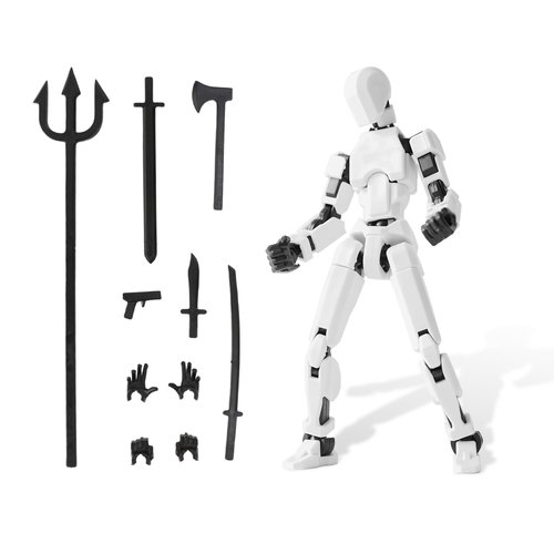 Fugacus Titan 13 Action Figure, Dummy 13 Action Figure Lucky 13 Action Figure T13 Action Figure 3D Multi-Jointed Movable, T13 Action Figure Toy (White)