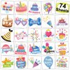 CHARLENT Glitter Happy Birthday Tattoo Stickets for Kids - 74 Individually Sheets Temporary Tattoos Birthday Gifts for Boys Girls