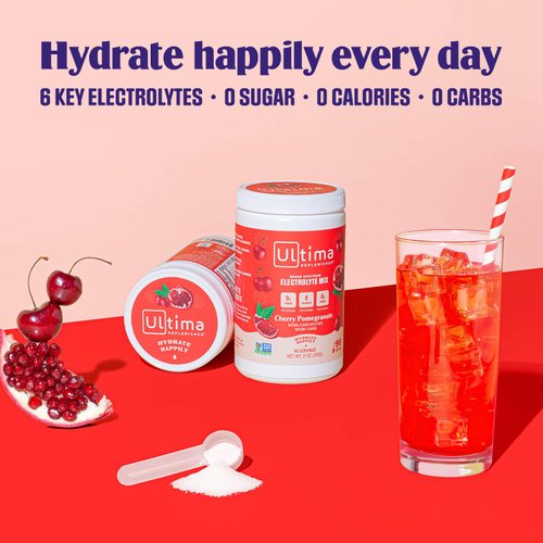 Ultima Replenisher Daily Electrolyte Drink Mix – Cherry Pomegranate, 90 Servings – Hydration Powder with 6 Electrolytes & Minerals – Keto Friendly, Vegan, Non- GMO & Sugar-Free Electrolyte Powder