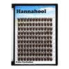 Hannahool 120pcs D Curl Individual Wide Stem Brown Cluster DIY Eye Lashes Extensions Mixed 12-14mm/14-16mm/16-18mm Makeup Dramatic Volume Lashes (Brown-14-16mm)