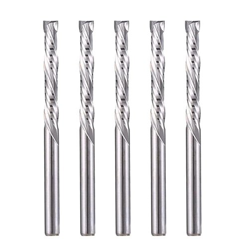 Carbide End Mills Up & Down Cut 1/8 Inch Shank,CNC Spiral Router Bits(3.175x22mm) Compression Bit 2 Flutes Milling Cutter for Engraving Milling 3D sculpturing Roughing Composite Multilayer Pack of 5
