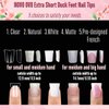 NOVO OVO Duck Feet Nail Tips for Small and Medium Hand, Extra Short Full Cover Press On Acrylic, Clear Full Coverage Thick Flare French Soft Gel Fake False Nail Extension x 12 Sizes 120 pcs