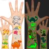 EMOME Glow + Metallic Temporary Tattoos for kids, Waterproof Pre-cut Tattoo Stickers, Birthday Girl Boy Party Favors Supplies Accessories (Dinosaur)