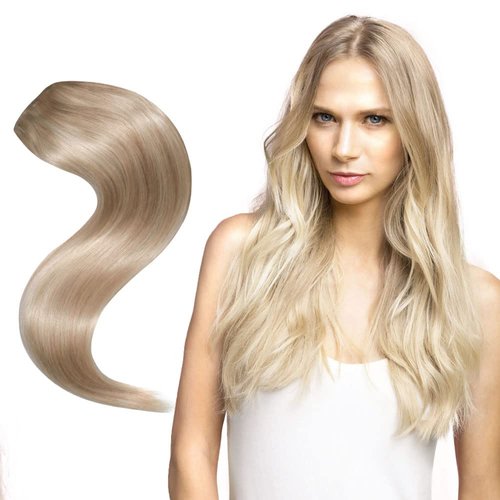 Clip-In Hair Extension Set by Joi Hair, Clip Sewn Machine Weft, Premium Remy Human Hair, Full Set for Full Head, 120g, 160g, 220g 20" (160 Grams Joi Fuller for Medium Density, #826 Baby Ash Blonde)