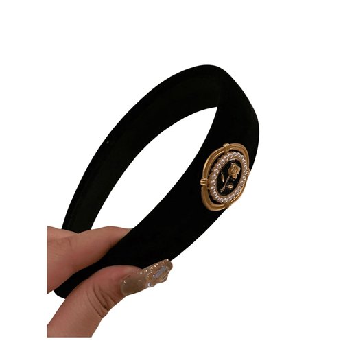 SHENHE Women's Velvet Wide Headband Rose Rhinestone Decor Vintage Non Slip Hair Band Accessory Black One-Size