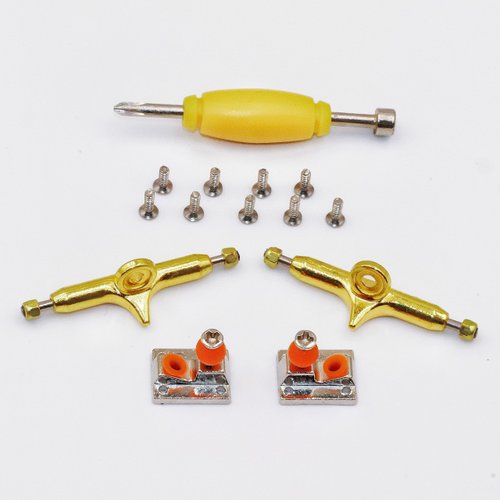 RACOFSB V1 Fingerboard Trucks with Upgraded Pro Urethane Bushings and Pivot Cup,34mm 32mm Width,Inverted Kingpin (Gold, 32mm)