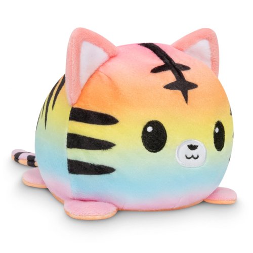 TeeTurtle - The Original Reversible Tiger Plushie - Pride - Orange + Rainbow - Cute Sensory Fidget Stuffed Animals That Show Your Mood!