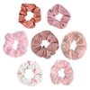 Yonchic 7-Piece Elastic Hair Ties, Silk Satin Velvet Scrunchies, Cute Hair Bands No Damage for Thick Hair, Ponytail Holders for Women Girls, Rubber Bands Hair Accessories (Pink)
