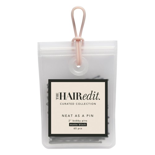 The Hair Edit Neat As a Pin Bobby Pins – Professional Grade 2" Matte Black Hair Pins With Storage Bag, 60 pcs