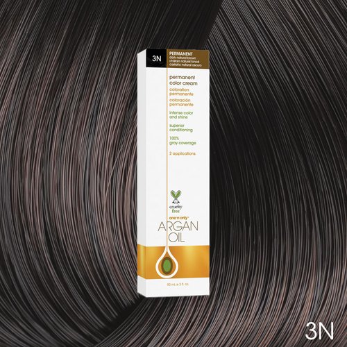 One N' Only Permanent Hair Color - Permanent Hair Dye Made with Argan Oil - Delivers Rich, Accurate Tones with Gray Coverage - Improves Moisture & Elasticity - 3N Dark Natural Brown (3 oz)