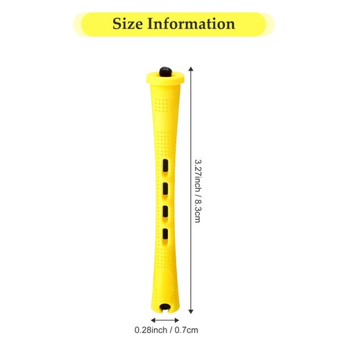 56 Pieces Hair Perm Rods Set Hair Rollers Plastic Cold Wave Rods Perming Rods Curlers Hairdressing Styling Tool (0.28 Inch, Yellow)
