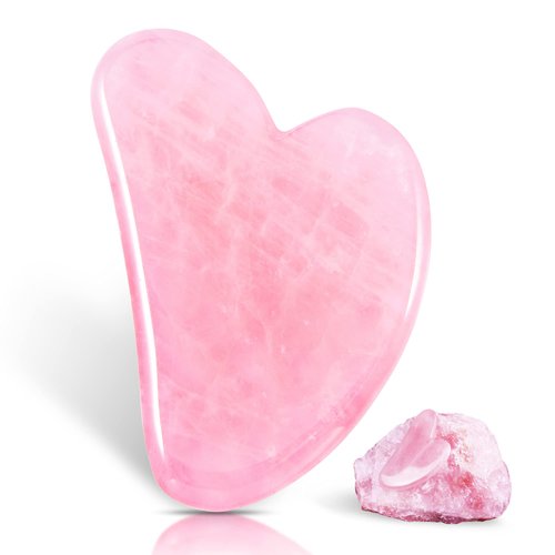 JOCHYA Gua Sha Facial Tool – Nature Rose Jade Gua sha Massage Tool for Face, Eyes, Neck, Body, SPA Muscle Relaxing and Relieve Fine Lines and Wrinkles for Face, Eyes, Neck (Pink)