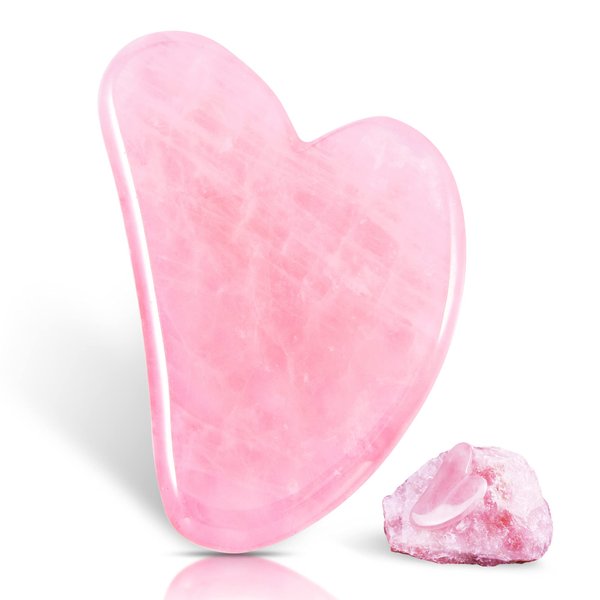 JOCHYA Gua Sha Facial Tool – Nature Rose Jade Gua sha Massage Tool for Face, Eyes, Neck, Body, SPA Muscle Relaxing and Relieve Fine Lines and Wrinkles for Face, Eyes, Neck (Pink)