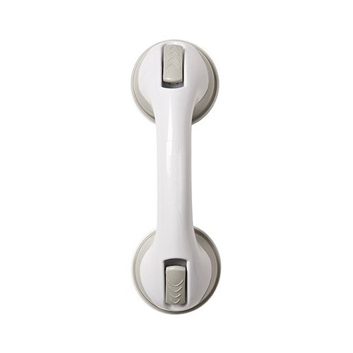 Mommy's Helper Safe-er-Grip Changing Lifestyles Suction Cup Grab Bars for Bathtubs and Showers; Safety Bathroom Assist Handle, White & Grey, 12 inches