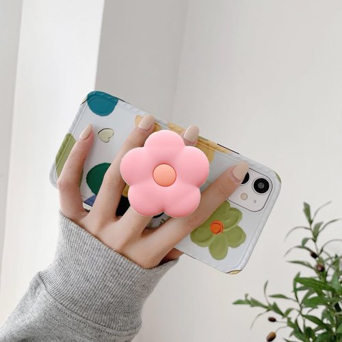 2pcs Daisy Silicone Mobile Phone Grip Stand Flower Phone Grip with Expanding Kickstand Phone Grip Stand Holder Flower Cell Phone Stand for Smartphone Tablet Cell Phone Accessories (Pink)