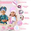 Gemeer Children’s Cooking and Baking Set 34-Pcs Includes Apron for Little Girls, Chef Hat, Oven Mitt & Utensil to Dress Up Chef Career Role Play for 3-7 Years