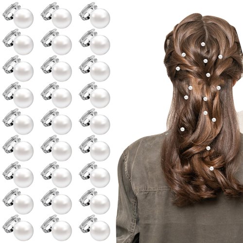 White Pearl Hair Clips and Barrettes Set - 30Pcs Mini Bobby Pins, Cute Pearl Hair Accessories for...