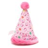 The Worthy Dog Birthday Hat Tough Dog Toy, Fun Fetch Play with Squeaker for Dogs, Durable Material for Active Dogs, Pink - One Size