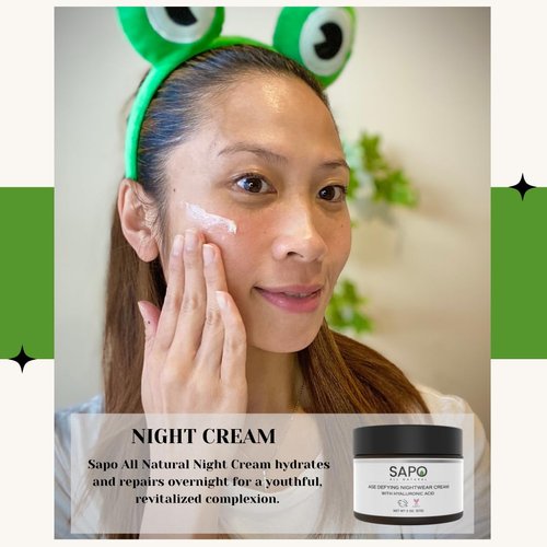 Sapo All Natural Night Cream for Face with Niacinamide, Hyaluronic Acid, Silicone and Lavender Oil - Nourishing, Renewing & Soothing - Firms Aging Skin - 2 Fl Oz