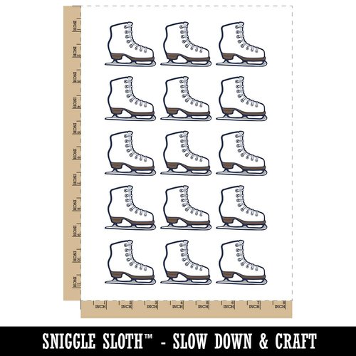 Ice Skating Figure Skates Temporary Tattoo Water Resistant Fake Body Art Set Collection - 15 2" Tattoos (1 Sheet)
