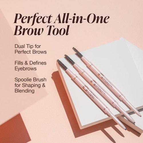 Mineral Fusion Retractable Brow Pencil, Shape & Define Eyebrow Pencil with Blending Spoolie Brush, Velvety Smooth & Natural Eye Makeup, Medium Brown, 0.003 oz