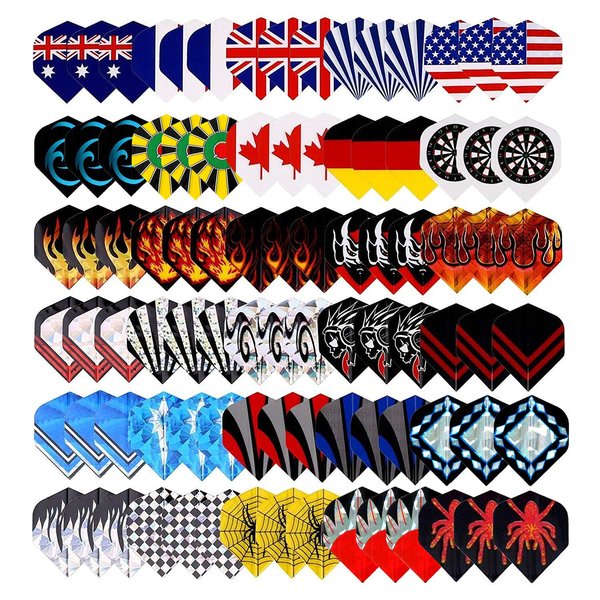 Tezoro Standard Dart Flights sets 30 sets 90 pcs Durable Replacement Dart Accessories Parts Supplies, Rich Variety of Designs Tail Wing