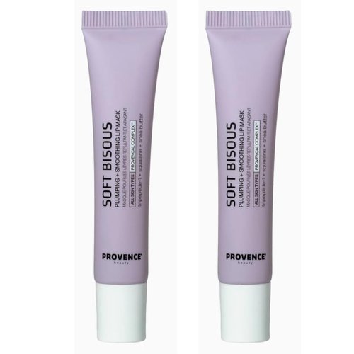Provence Beauty Soft Bisous Plumping + Smoothing Lip Mask – Anytime Hydration For Visibly Plumper Lips – Lip Mask Overnight Treatment – Deeply Moisturizing and Nourishing (Pack of 2)