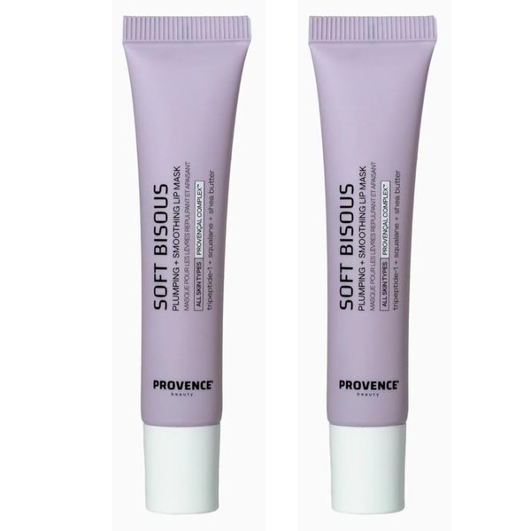 Provence Beauty Soft Bisous Plumping + Smoothing Lip Mask – Anytime Hydration For Visibly Plumper Lips – Lip Mask Overnight Treatment – Deeply Moisturizing and Nourishing (Pack of 2)