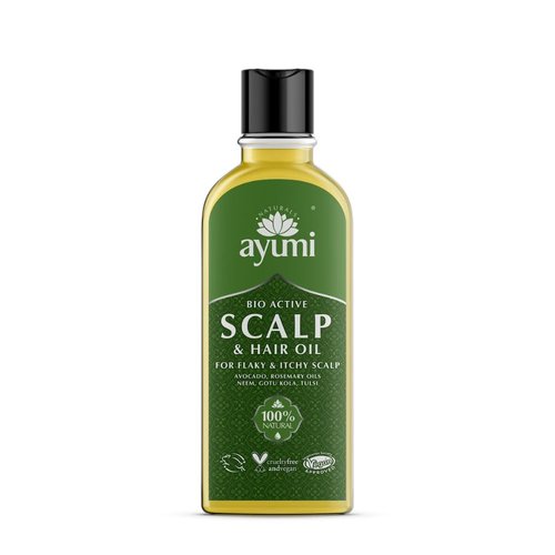 Ayumi Bio-Active Scalp & Hair Oil | Clinically Tested to Reduce Dandruff and Dry Flakes | Soothes Itchy Scalp | Pre Shampoo Treatment | 5.1 Fl Oz