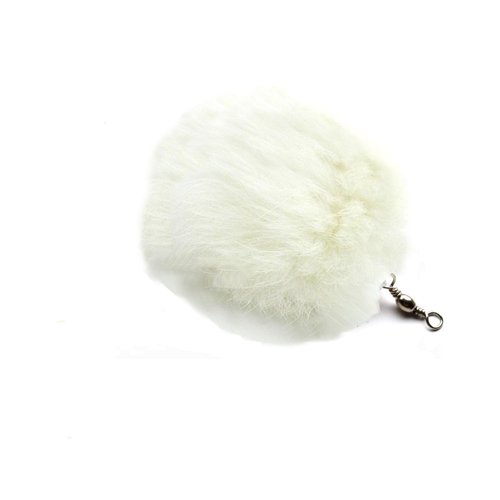 Kats'N Us Cat Teaser Wand Refill Rabbit Fur Pom Pom Cat Toy - White