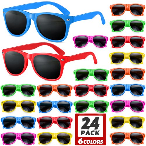 GINMIC Valentines Kids Sunglasses Party Favors, 12Pack Neon Sunglasses for Kids, Boys and Girls, Great Gift for Birthday Party Supplies, Beach, Pool Party Favors, Fun Gift, Party Toys