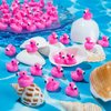 HFAYDZSW 100Pcs Mini Resin Flamingo Ducks, Flamingo Tiny Ducks, Cute Flamingo Figurines for Cake Topper Garden Dollhouse Landscape Aquarium Ornaments DIY Crafts
