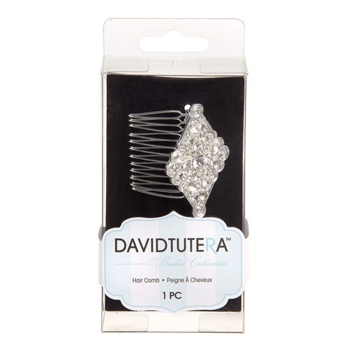 Darice David Tutera Bridal Silver Metal Design w Rhinestone Diamond-Shape Hair Comb