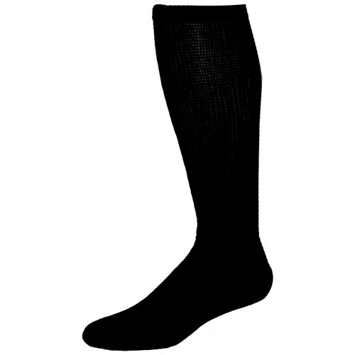 12 PAIR KNEE HIGH DIABETIC SOCKS BLACK BIG MEN PHYSICIAN'S CHOICE OVER THE CALF CREW 13-15
