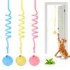 Potaroma Hanging Fluffy Cat Catnip Ball Toys 3 Pcs with Bell, Interactive Cat Teaser Retractable, Cat Toys Indoor Kitten Play Chase Exercise Physical Stimulation