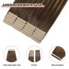 XDhair Tape in Hair Extensions Remy Human Hair Ombre Chocolate Brown Color 4 Fading To 27 Caramel Blonde Balayage Hair Extensions 20Pcs 50g 20Inch (20, #4/27/4)