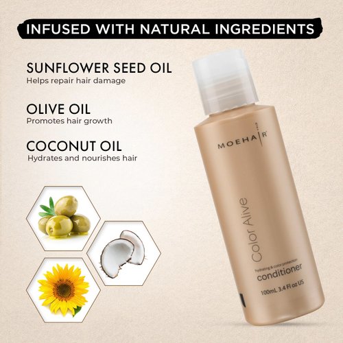 MOEHAIR Color Alive Conditioner Travel Pack | Hydrating & Nourishing | Conditioner for Color Treated Hair | Paraben & Sulfate-Free Conditioner | Softens & Detangles Hair | Travel-Friendly (3.4 Oz)