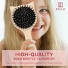 Natural Boar Bristle Hair Brush Cat shape, mini size, portable, easy carry for Women, Men, Kids; Dry and Wet Detangling Hair Brush Gently Enhances Shine, for Fine and Straight, Thick and Curly Hair