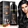 Ofanyia Black Hair Dye Shampoo, Black Hair Shampoo for Gray Hair Coverage, Herbal Ingredients Instant Black Hair Dye Shampoo for Women Men, 3 in 1 Black Hair Dye Shampoo 3 In 1, 420ML/14.2FL.OZ