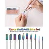 10pcs Nail Drill Bits Set, IAGBIBU Electric Nail Drill Kit Tungsten Carbide Nail Drill Bits for Acrylic Poly Nail Gel Polish, 3/32 inch Professional Nail Bits Manicure Pedicure Remover Home Salon Use