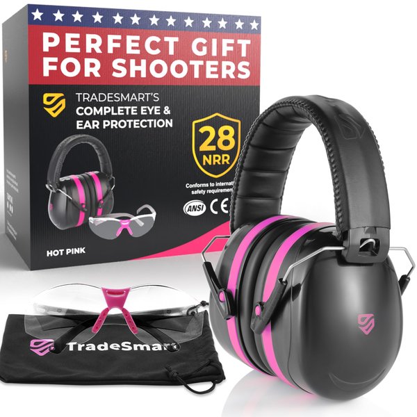 TradeSmart High-Performance Earmuffs for Shooting Range & Shooting Eye Protection Glasses + Firearm Confidence Course Included