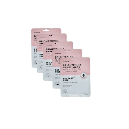 MaskerAide Pre Party Prep Face Mask with Orange Peel Oil, Niacinamide & Rice Extract, for Dull Skin, Prime, Brighten, Hydrate & Reduce Dark Spots, Cruelty Free, Korean Skincare, 5 Pack