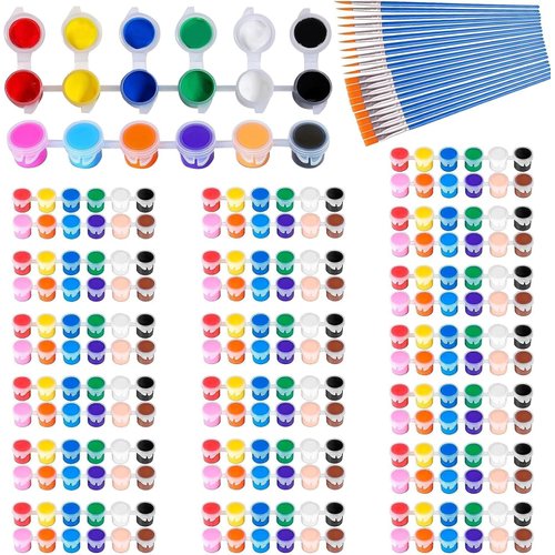 20 Pack Mini Acrylic Paint Set,12 Color Acrylic Paint Strips with 40Pcs Painting Brushes for Kids&Adults, 280 PCS Kids Paint Set Container Strips Storage for Christmas Birthday Party Favors (280)