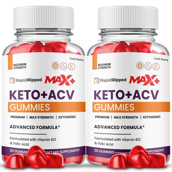 Gold Nutra (2 Pack) Rapid Ripped Max+ ACV Gummies, Higher Potency, Official RapidRipped Max+ Gummies, 2X Stronger Apple Cider Vinegar Gummy, 2 Month Supply