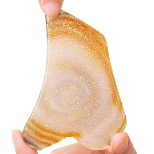 Authentic Agate Gua Sha Stone Tool: Face Sculpting Stone & Guasha Tool for Face - Enjoy Cooler Silkier Skincare with Agate Gua Sha Stone - Perfect for Skin Lifting, Puffiness Reducing, and Anti-Aging
