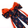 Vokone Game Day Hair Bows for Women Beaded CHEER Hair Bow Clip Jeweled Crystal Silky Satin Ribbon Bow Barrette Hair Clip Football Sports Fan Team Accessories Chee Orange Navy